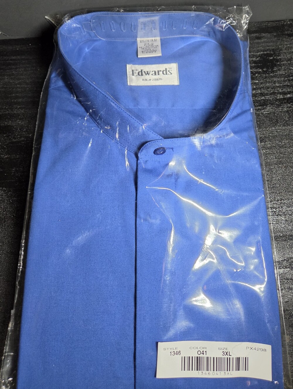 Edwards Men's Royal Blue Banded Collar Shirt NWT 3XL